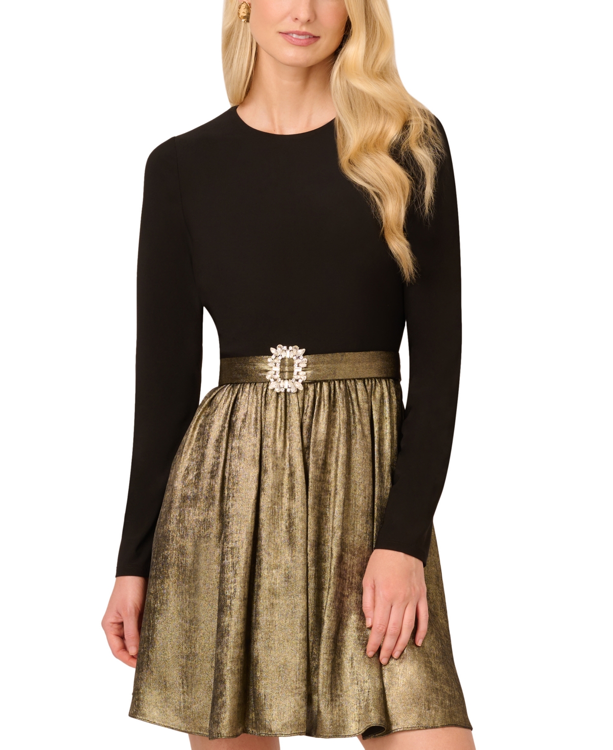 Adrianna by Adrianna Papell Women's Long-Sleeve Belted Dress
