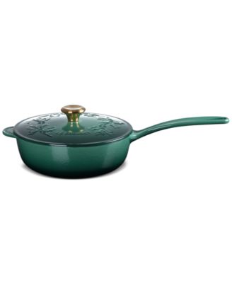 Holly Collection Enameled Cast Iron 2.25-Quart Traditional Saucier with Lid