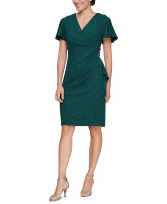 SL Fashions - Petite Metallic-Threaded Rhinestone-Embellished Dress