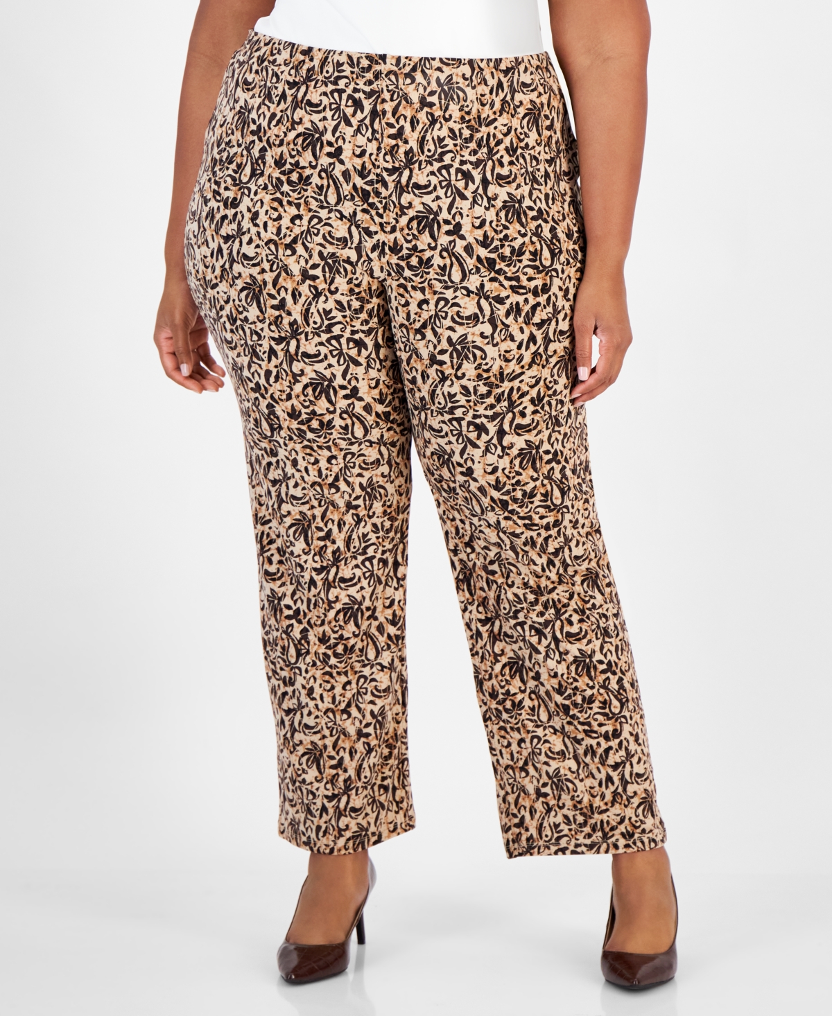 JM COLLECTION PLUS SIZE IMPRESSION KNIT PANTS, CREATED FOR MACY'S 