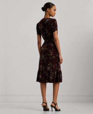 ralph lauren floral jersey surplice dress Lauren Ralph Lauren Women's Floral Jersey Surplice Puff-Sleeve Dress