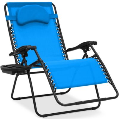 Oversized Zero Gravity Chair, Folding Outdoor Patio Recliner w/ Cup Holder