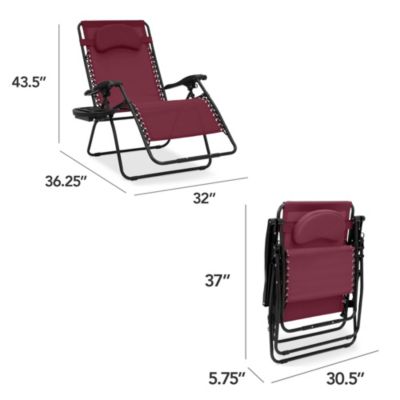 Oversized Zero Gravity Chair, Folding Outdoor Patio Lounge Recliner w/ Cup Holder