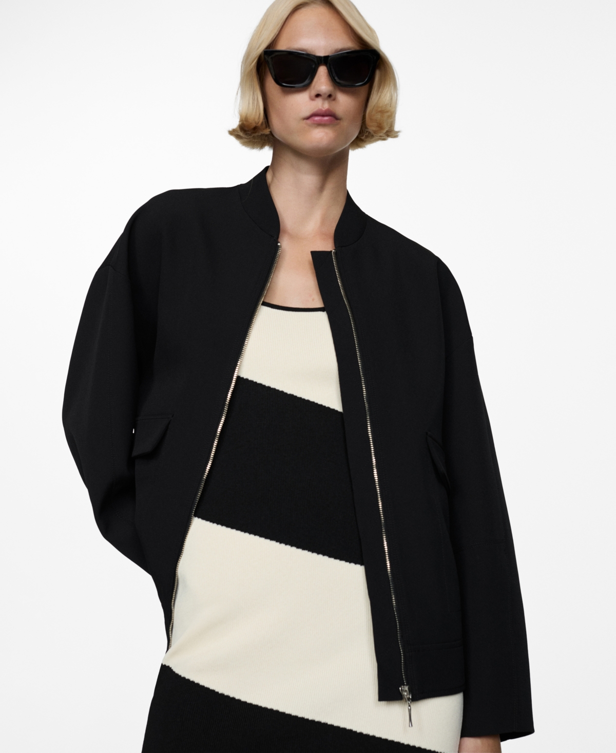 Shop Mango Women's Oversized Bomber Jacket In Black