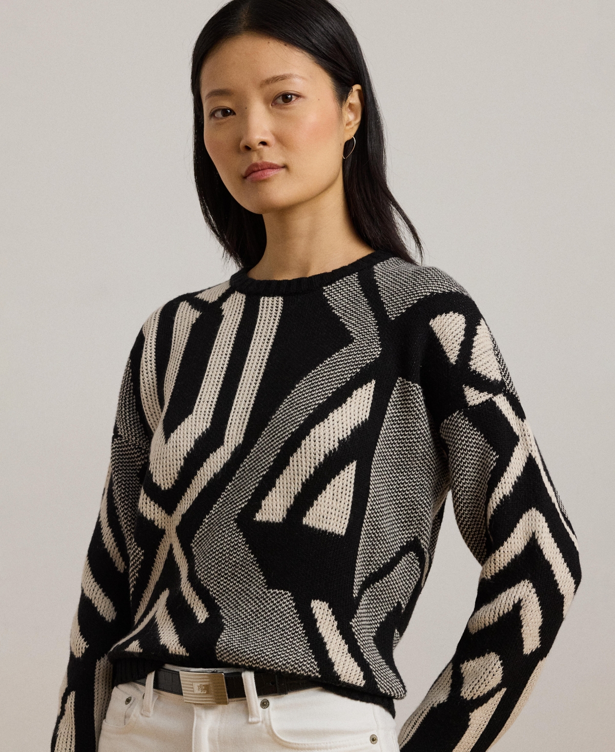 Lauren Ralph Lauren Women's Geo-Motif Crewneck Sweater