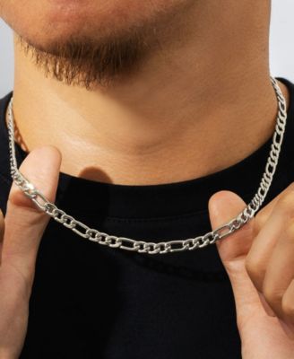Silver Stainless Steel 5MM Figaro Chain Necklace