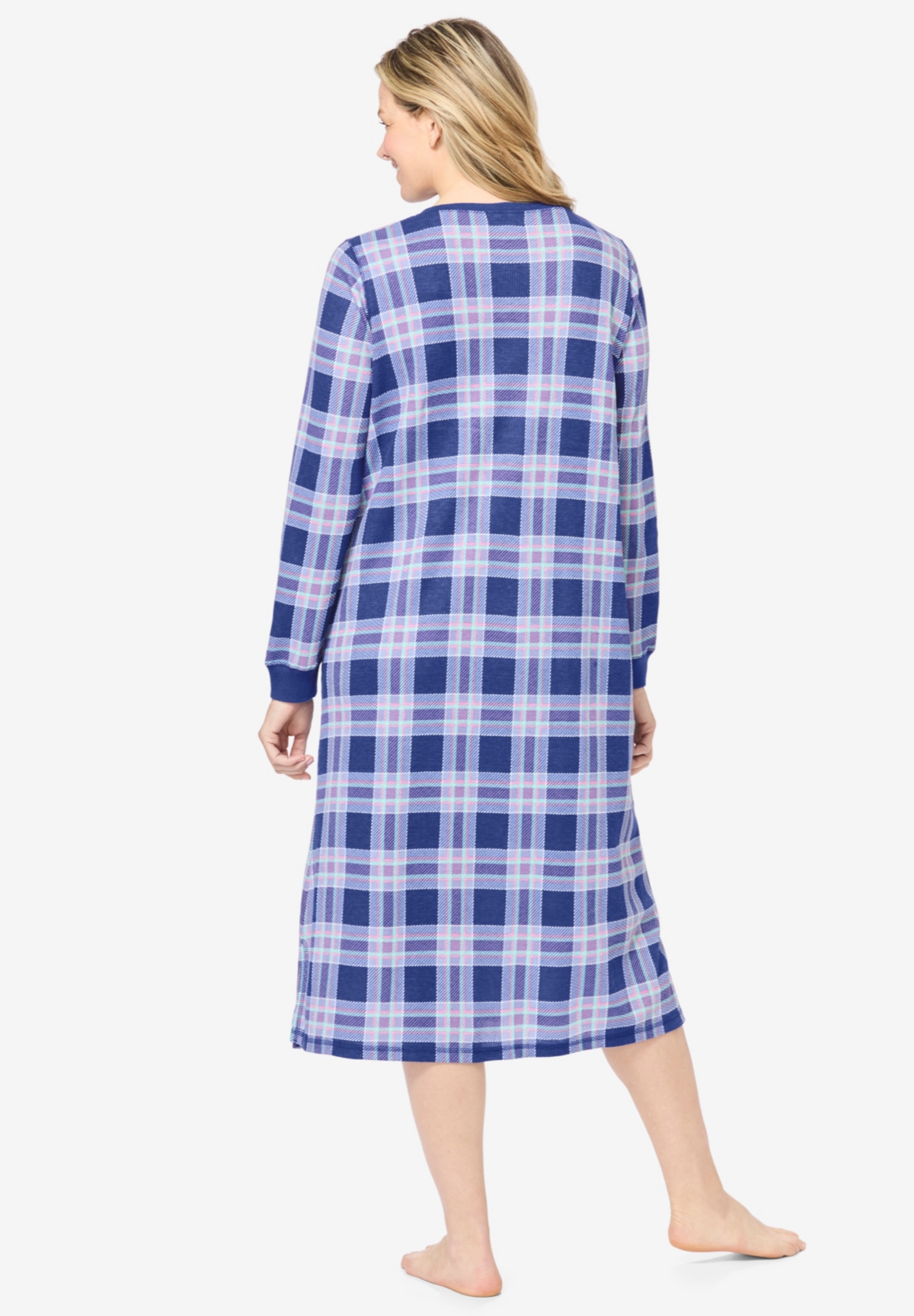 Dreams & Co. Plus Size Thermal Henley Nightgown