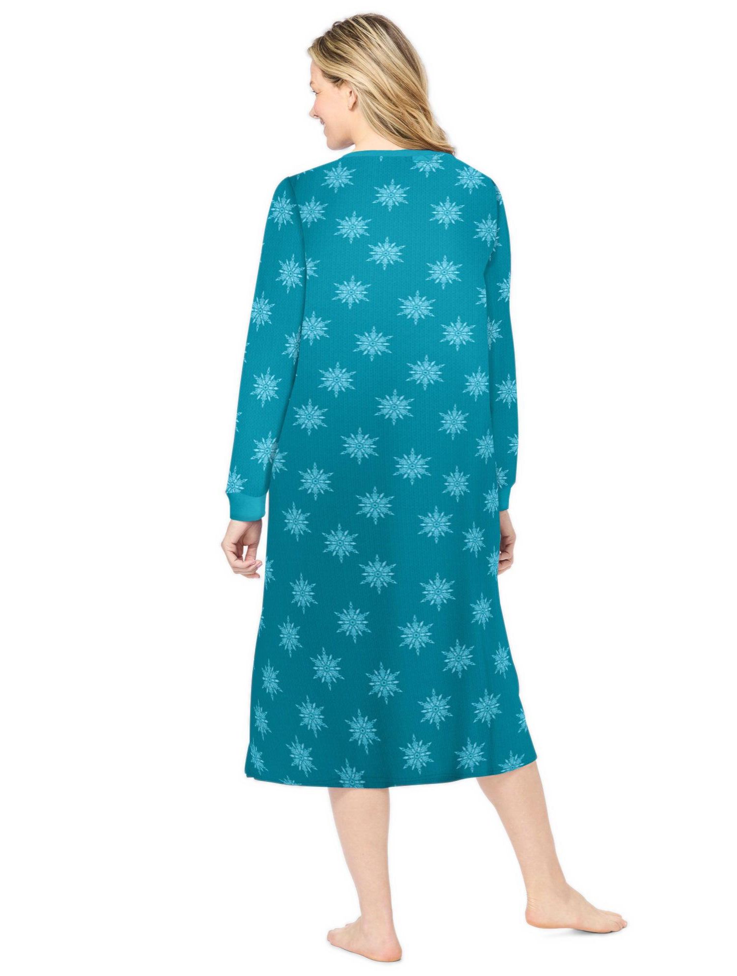 Women's Dreams and Co. Thermal Henley Sleepshirt