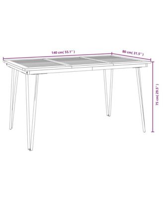 Patio Table with Hairpin Legs 55.1"x31.5"x29.5" Solid Wood Acacia