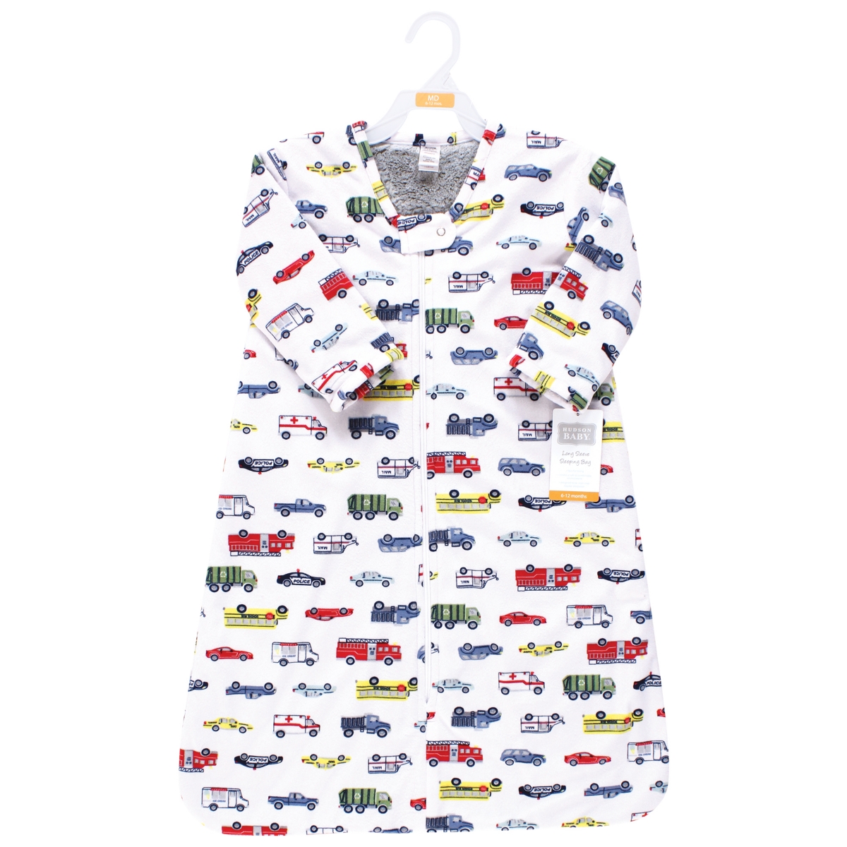 Hudson Baby Baby Boys Long Sleeve Plush Faux Fur Sleeping Bag, Wearable Blanket, 0-6 Months - Going places