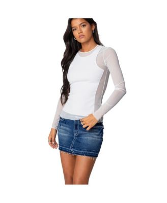 Womens Rib Tank Layered Mesh Top