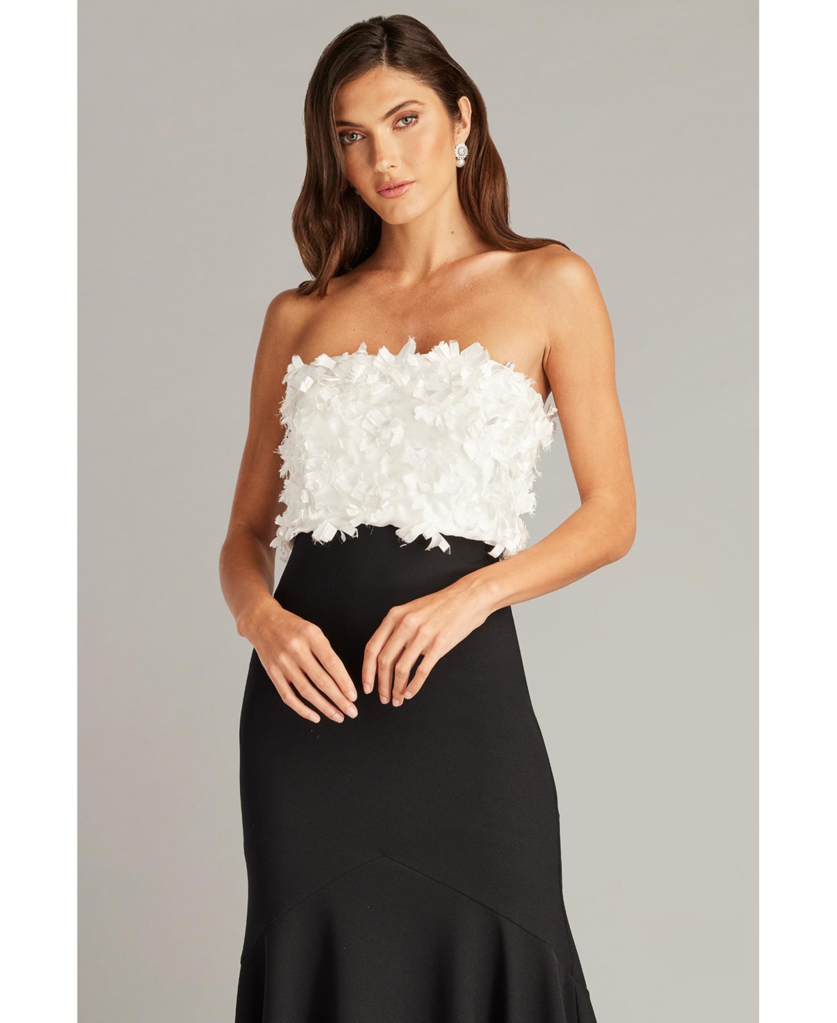 Tadashi Shoji Women's Xora Floral Embellished Strapless Gown - Bk/iv