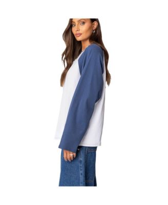 Womens Oversized Raglan Long Sleeve T Shirt
