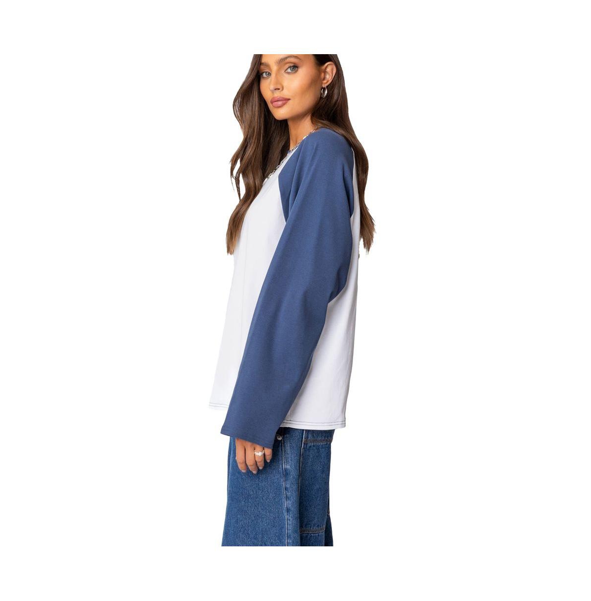 Edikted Women's Oversized Raglan Long Sleeve T Shirt