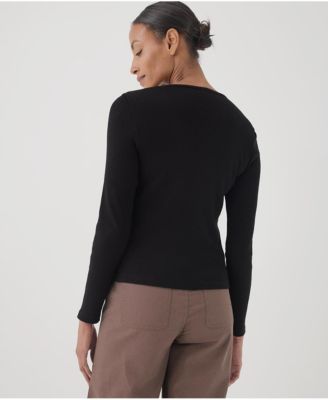 Women's Organic Cotton Favorite Rib Henley Long Sleeve Top