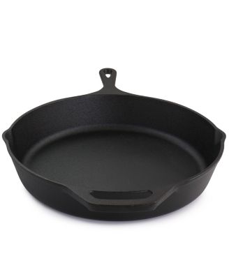 12 Inch Round Preseasoned Cast Iron Frying Pan in Black