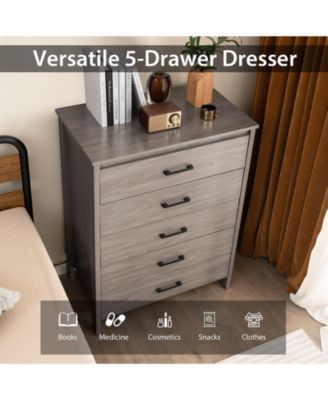 Modern 5-Drawer Multipurpose Chest Dresser with Metal Handles