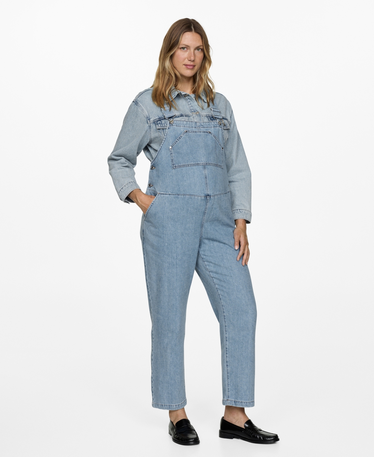 Women's Maternity Denim Dungarees - Medium Blue