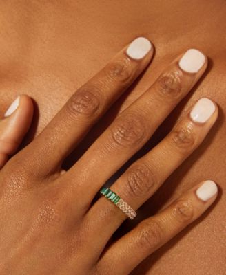 Lab-Grown Emerald (1-1/2 ct. t.w.) & Lab-Grown White Sapphire (1-1/2 ct. t.w.) Statement Ring in Gold Vermeil, Created for Macy's