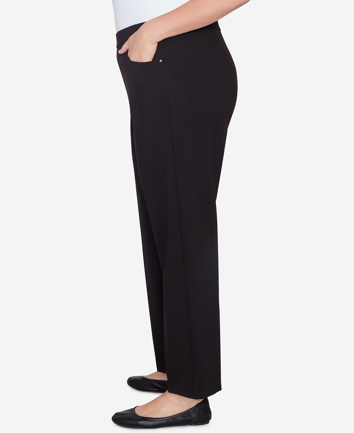 Alfred Dunner Plus Size Rue Rivoli Elastic Waist Front Pocket Average Length Pants