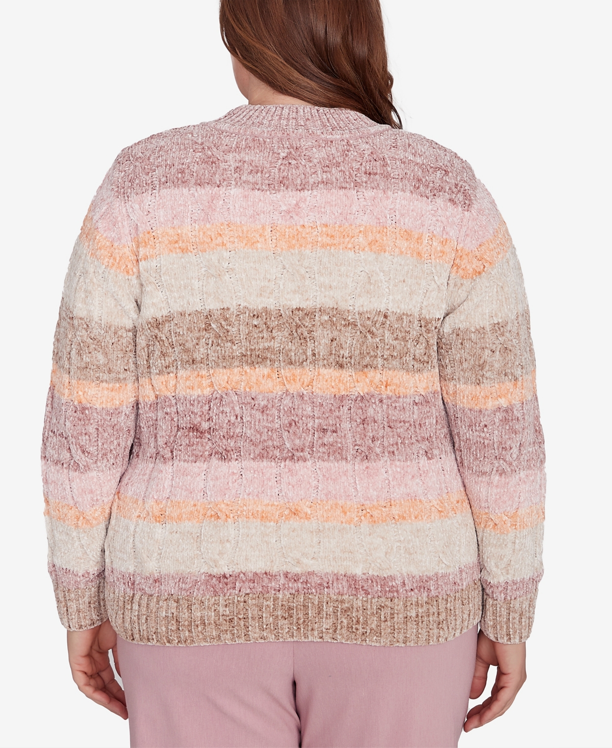 Alfred Dunner Plus Size Telluride Chenille Spray Dyed Stripe Sweater In Neutral Multi