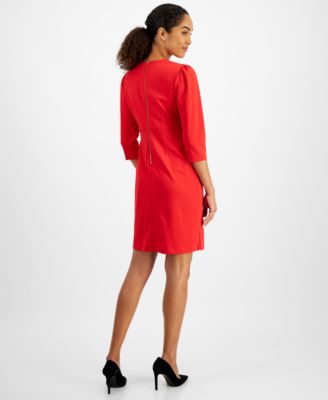 Women's Pleated Ruffled-Front Sheath Dress