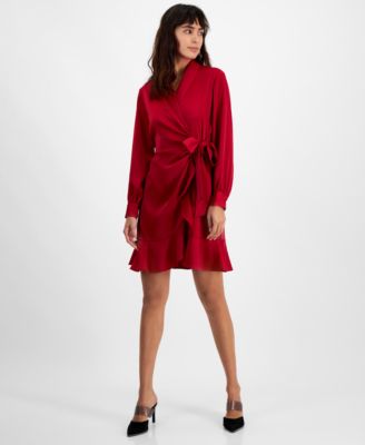 Bar III Women s Blouson Sleeve Faux Wrap Dress Created for Macy s Macy s