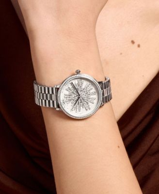 Women's Ice Burst Silver-Tone Stainless Steel Bracelet Watch 35mm