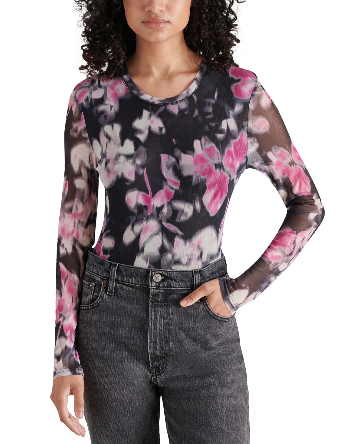 Steve Madden Azure Mesh Bodysuit In Black Multi