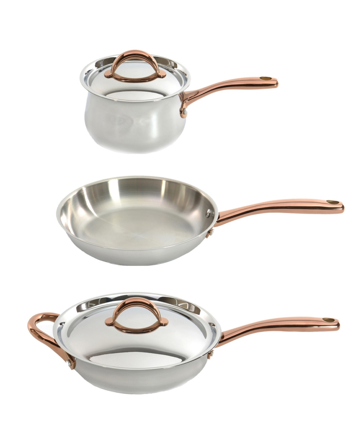 BergHOFF Ouro Gold 5pc 18/10 Stainless Steel Starter Set, Rose Gold Handles - rose gold
