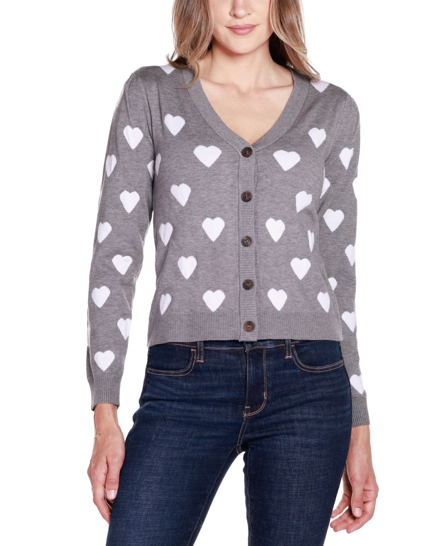 Women's Hearts Jacquard Cardigan Sweater