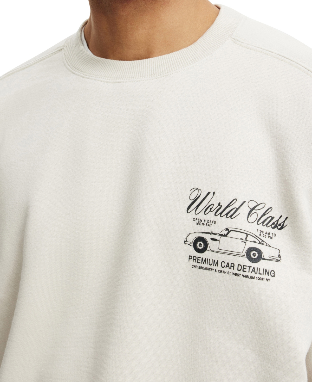 COTTON ON MEN'S BOX FIT GRAPHIC CREW SWEATSHIRT 