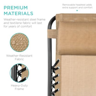 Set of 2 Zero Gravity Lounge Chair Recliners for Patio, Pool w/ Cup Holder Tray