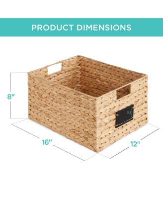 Set of 2 16in Woven Water Hyacinth Pantry Baskets w/ Chalkboard Label, Chalk Marker