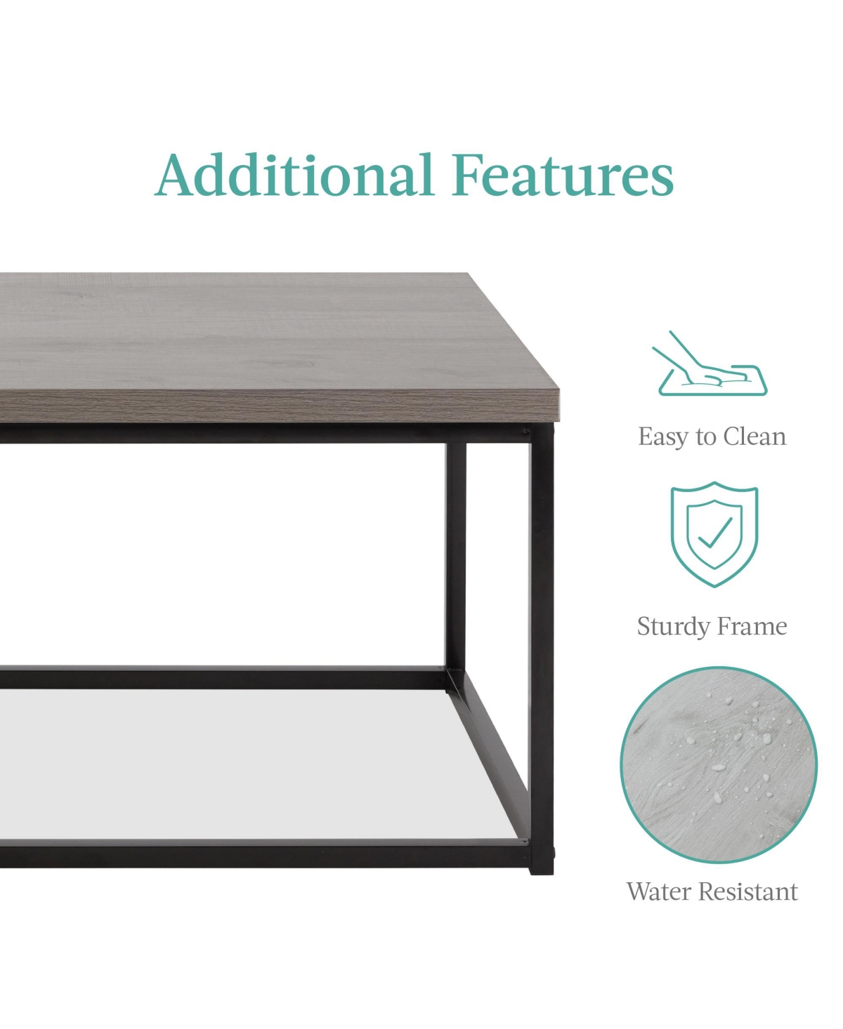 Best Choice Products 44in Rustic Modern Industrial Style Rectangular Wood Grain Top Coffee Table w/ 1.25in Top