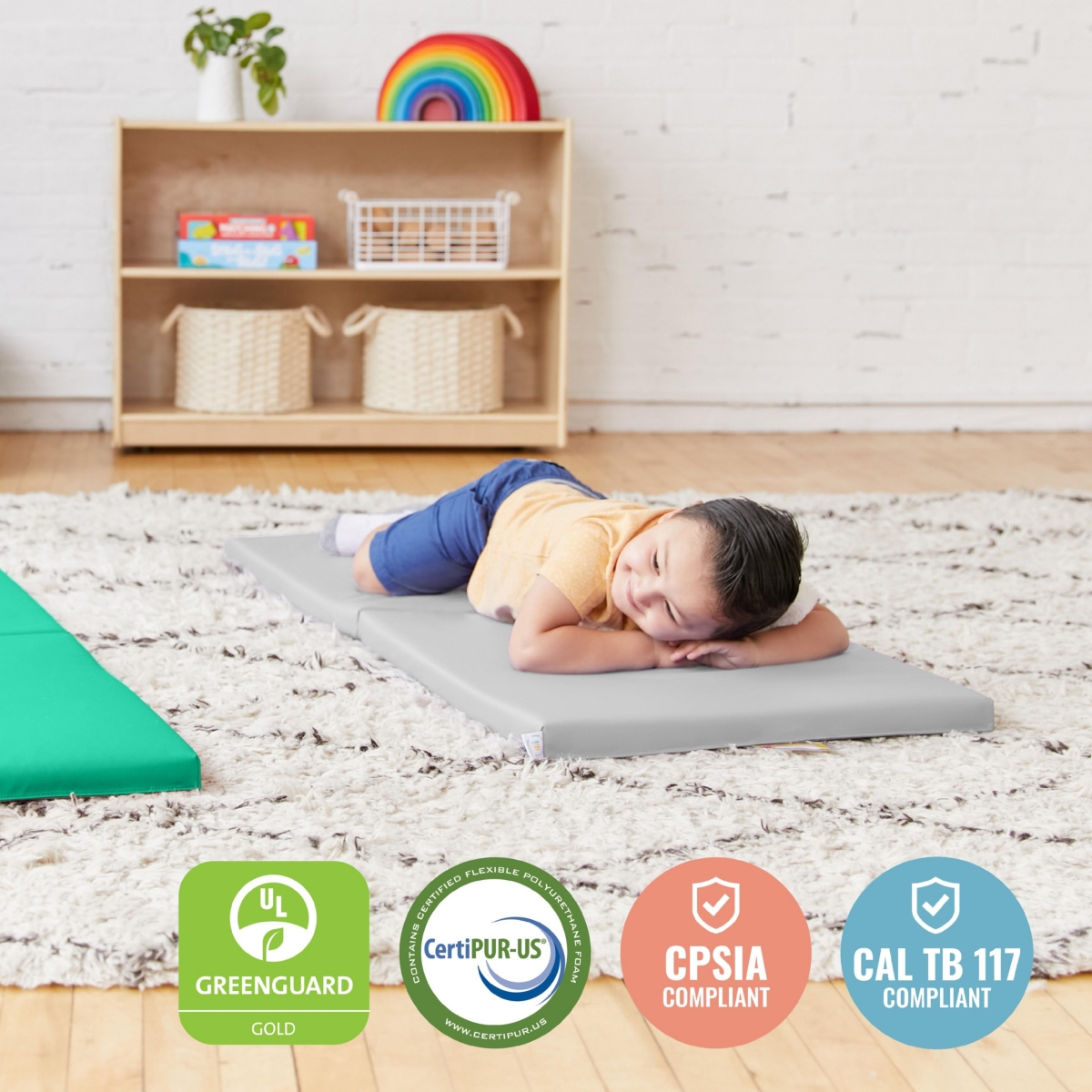 ECR4Kids SoftZone Folding Rainbow Rest Mats, Earthtone, 5-Piece - Assorted Pre-Pack