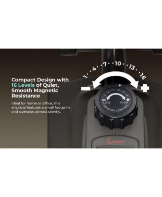 SMART Compact Elliptical Cross Trainer with Handlebar and Exercise Bands, Magnetic Resistance, Bluetooth & SunnyFit App Connectivity