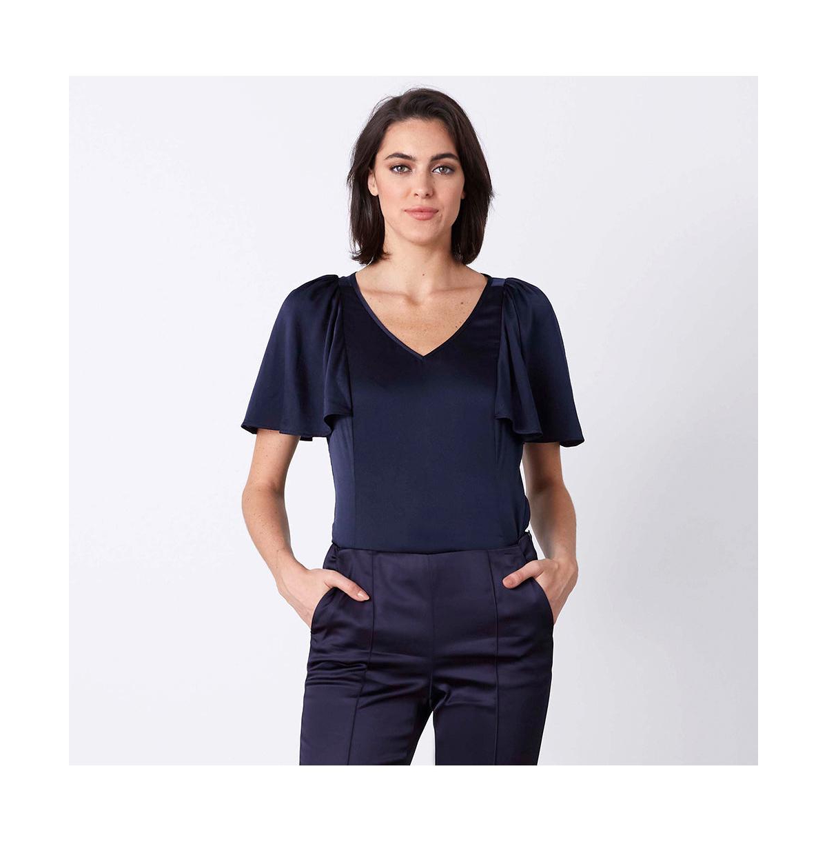 Women's E3 by Silk Satin Blouse - Navy blue