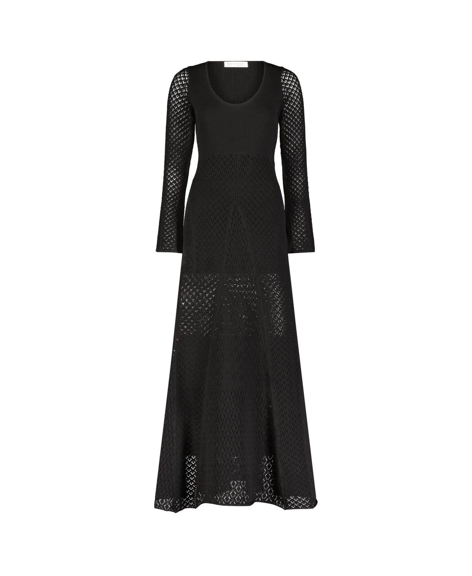 Women's Scoop Neck Long Sleeve Knit Maxi Dress