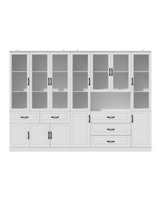 19-Shelf Wood Standard Bookcase With Adjustable Shelves,5 Drawers