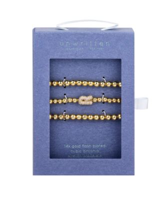 Cubic Zirconia Bubble Initial Stretch Bracelet Set