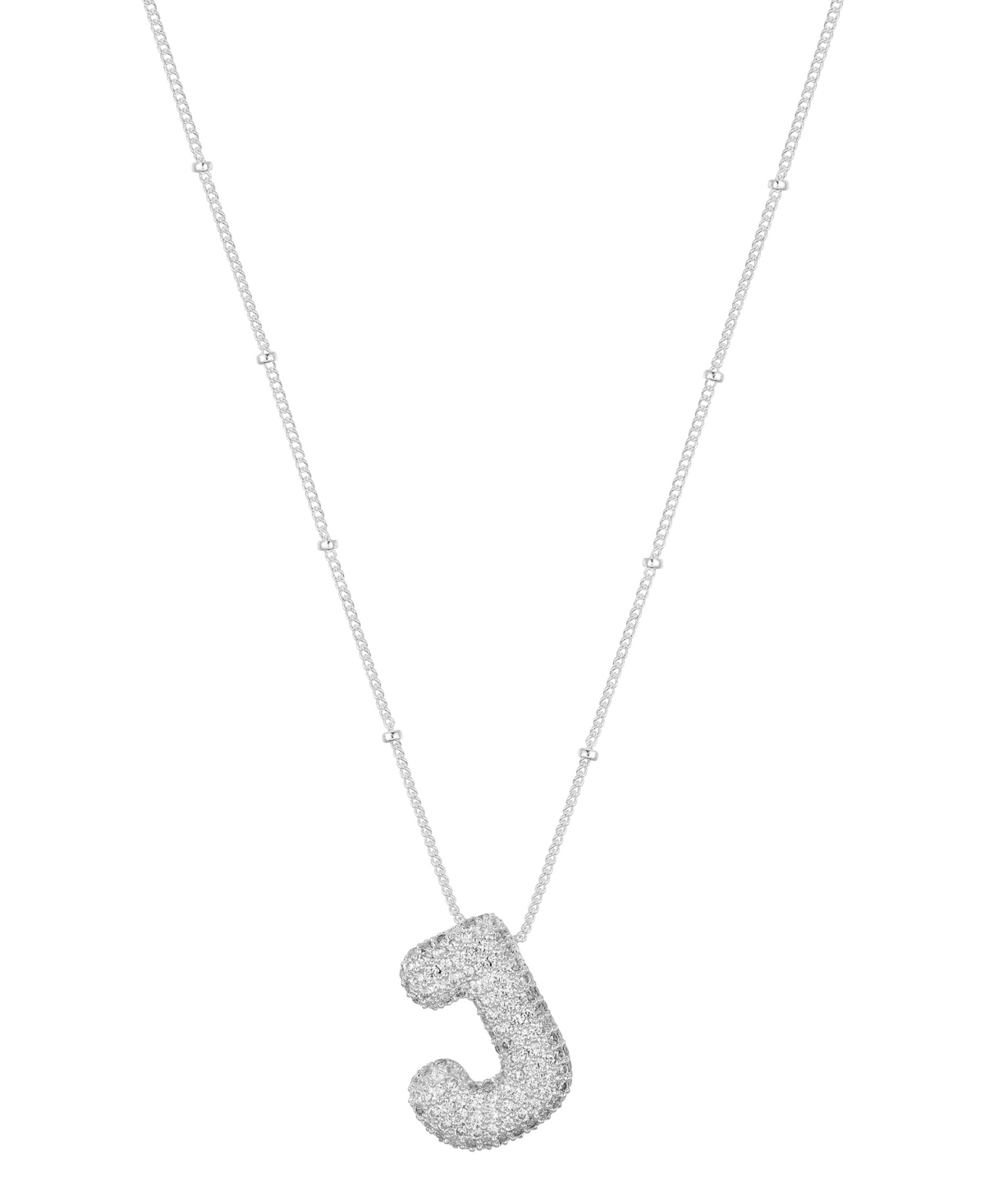 Unwritten Cubic Zirconia Bubble Initial Pendant Necklace In Silver-j