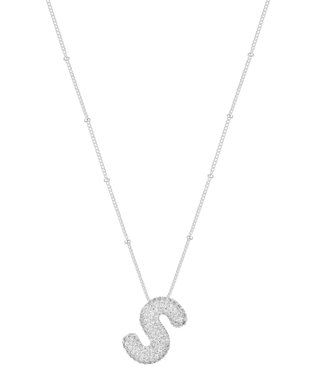 Unwritten Cubic Zirconia Bubble Initial Pendant Necklace In Silver-s