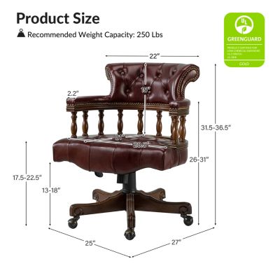 Viktor Traditional Genuine Leather Executive Chair with Nailhead Trims