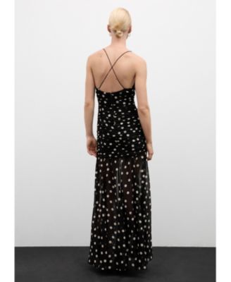 mango metallic polka dot dress Mango Flared Sleeve Polka-dot Dress