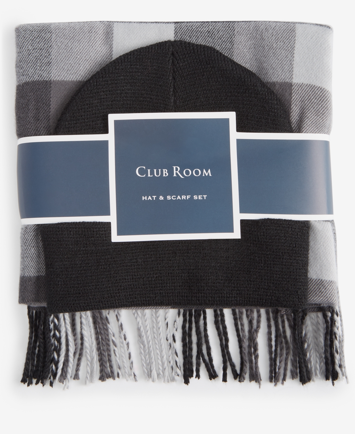 Club Room Men's Beanie & Scarf Set, Created For Macy's In Black,grey
