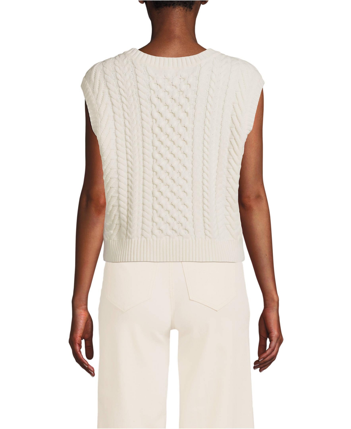 Lands' End Women's Cable Vest Sweater