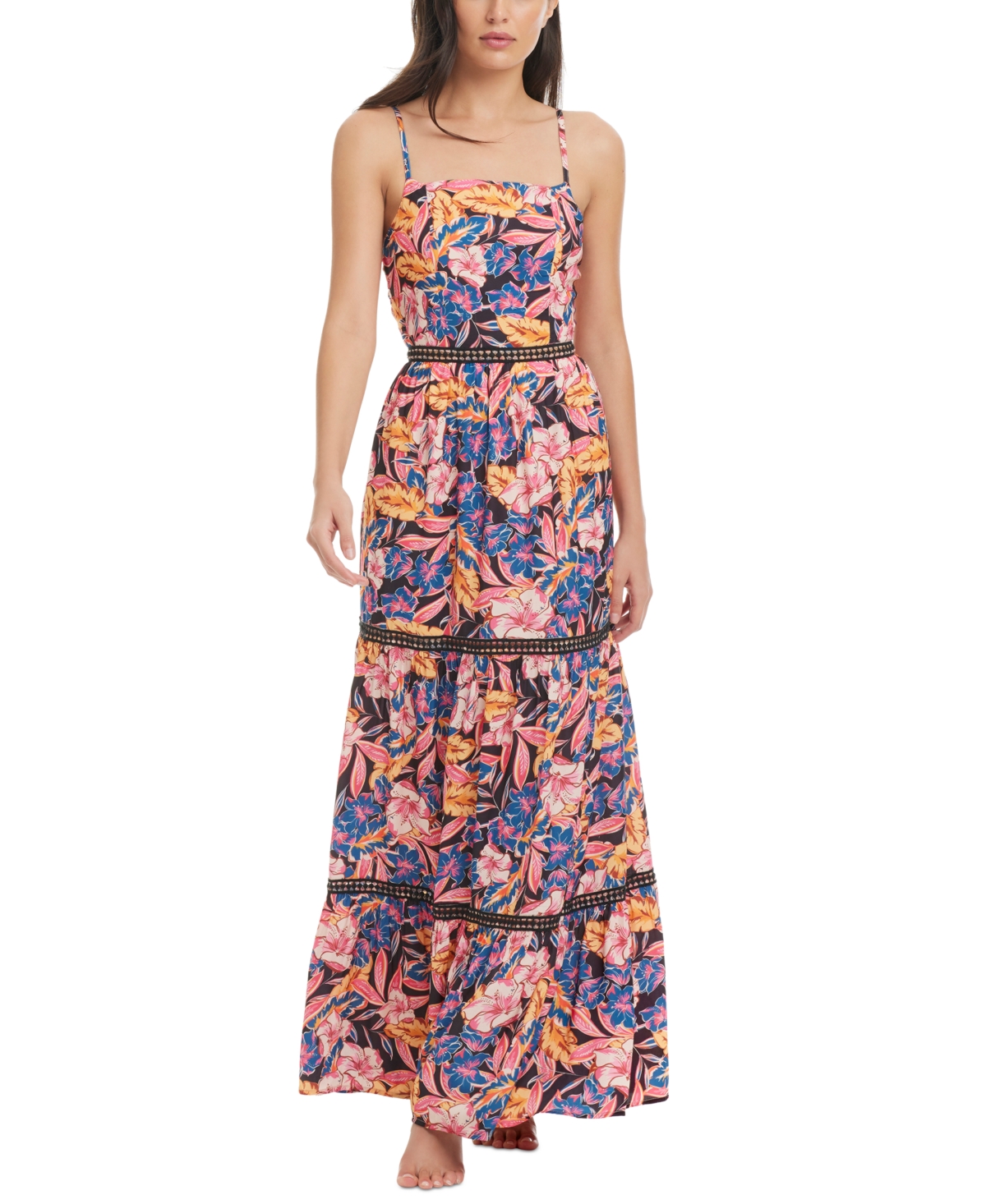 Women's Tie Back Maxi Dress Cover-Up - Ballerina Pink Multi