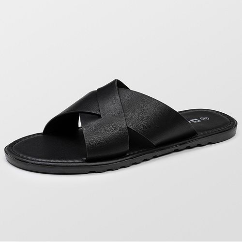 alfani Alpine Swiss Men's Hugo Faux Leather Slide Sandals Dressy Comfortable Shoes Men's Shoes