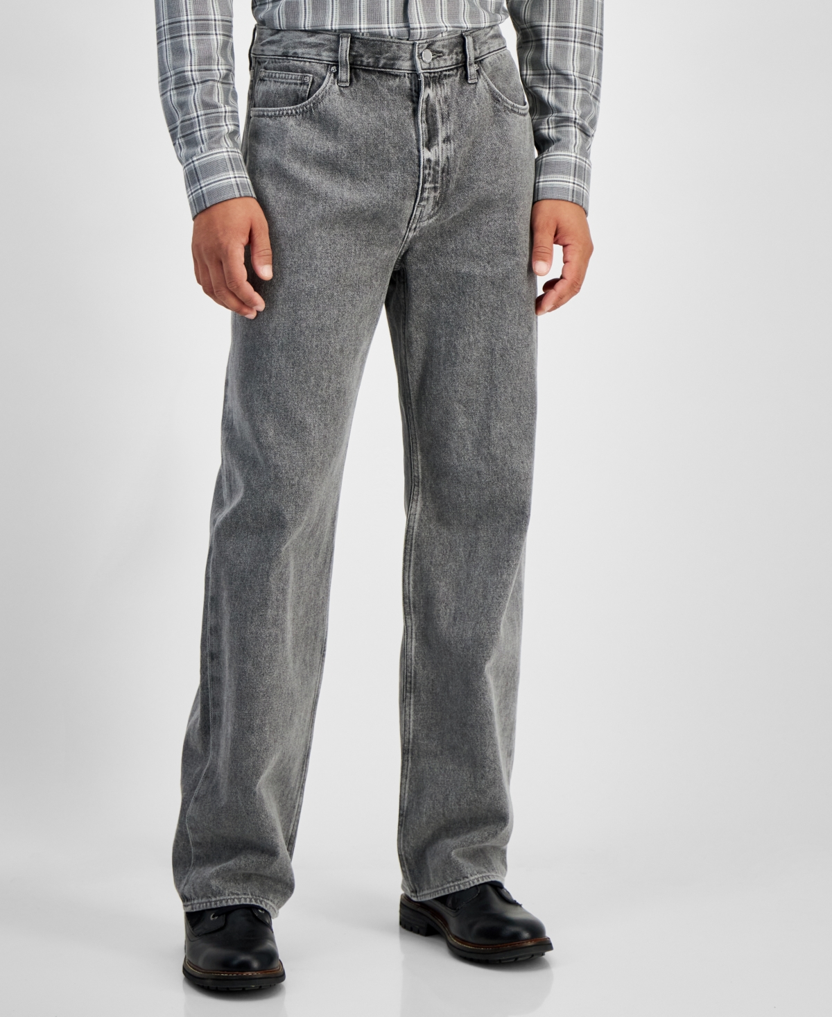 MICHAEL KORS MEN'S GRAY ARDEN STRAIGHT-FIT WIDE-LEG JEANS 